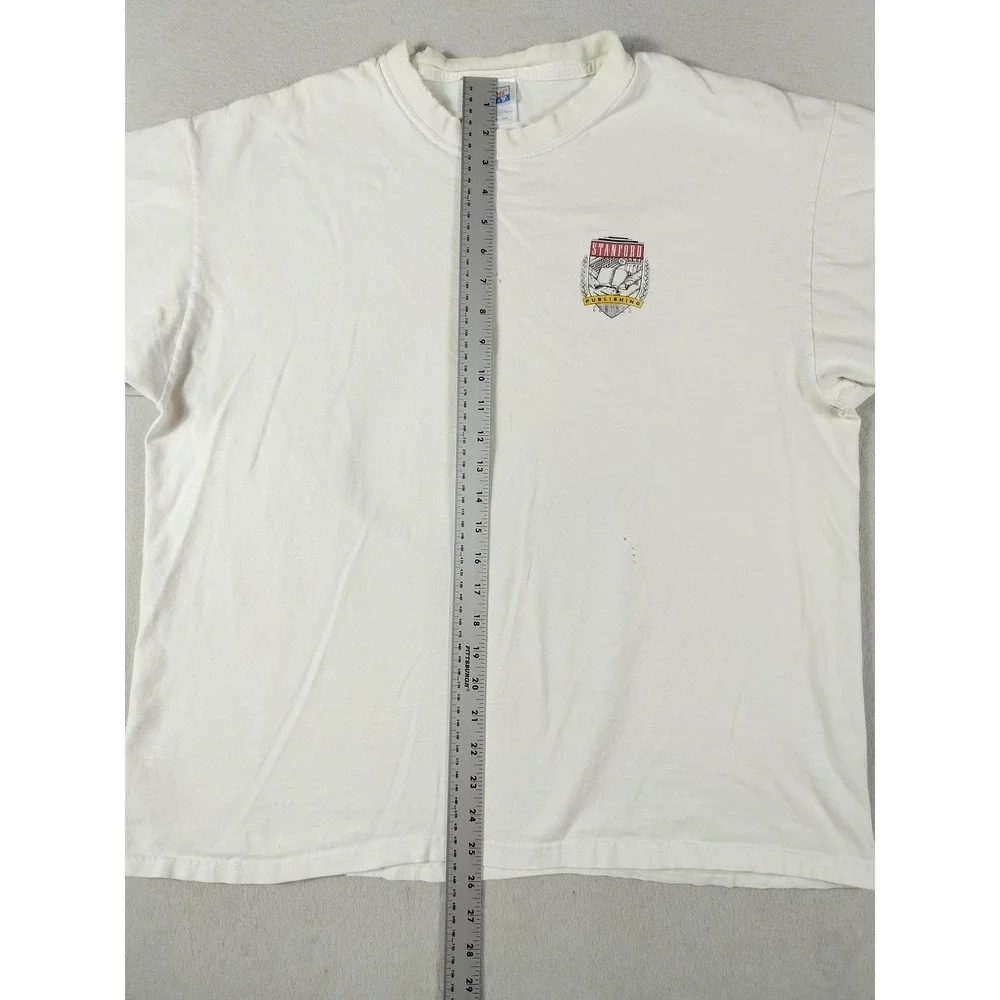 Vintage‎ 90s Hanes Beefy Stanford Publishing Course Shirt Mens XL White College